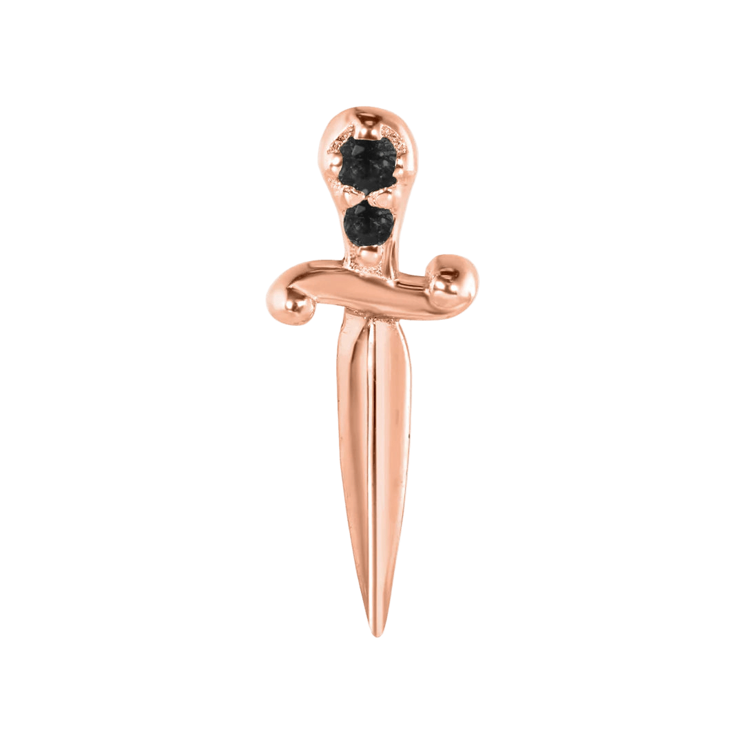 Sword with Gems – 14K Gold Threadless End - piercing - zone.com
