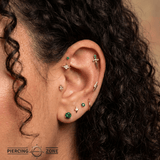 Sword with Gems – 14K Gold Threadless/Threaded End - piercing - zone.com