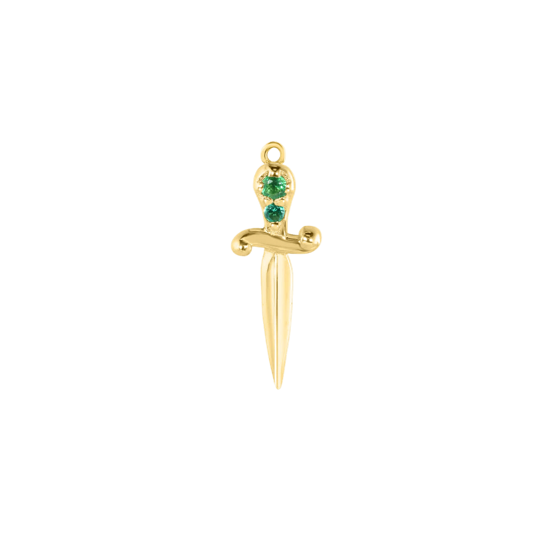 Sword with Gems Charm – 14K Gold Threadless End - piercing - zone.com
