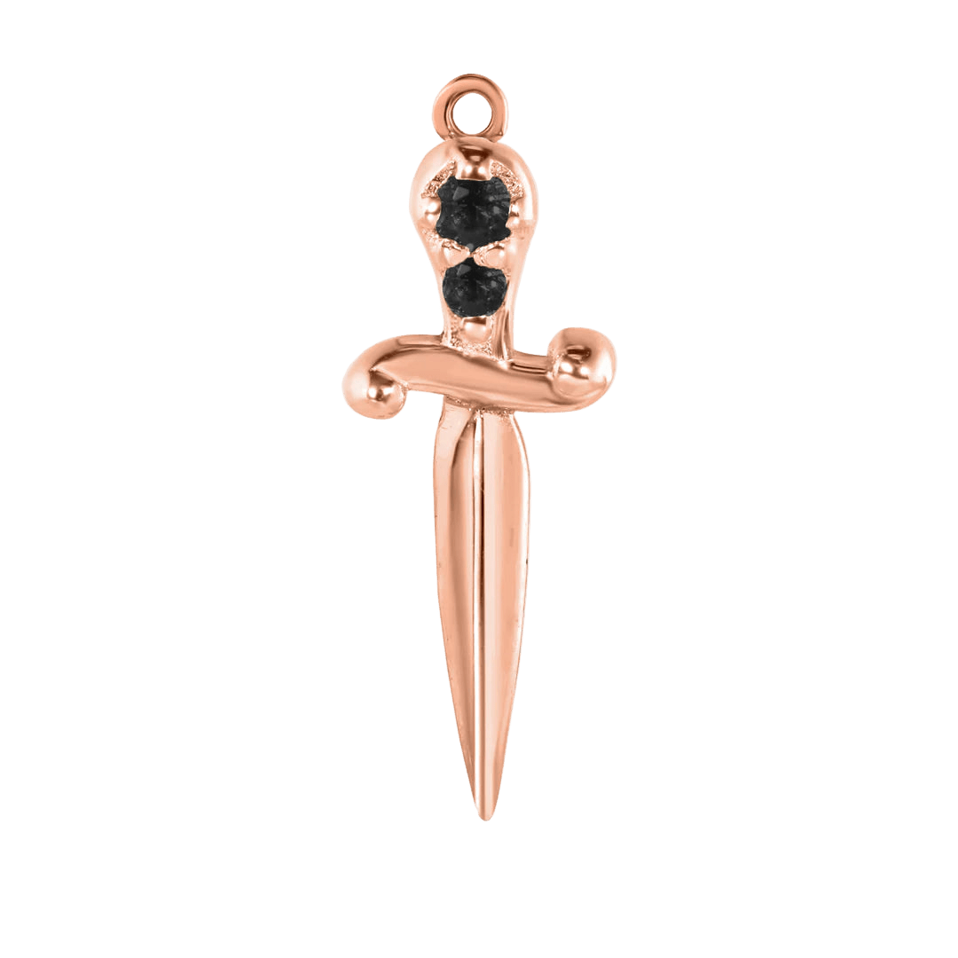 Sword with Gems Charm – 14K Gold Threadless End - piercing - zone.com
