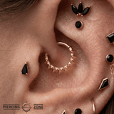 Sydney – 14K Gold Sculptural Clicker with Thorn Motif - piercing - zone.com
