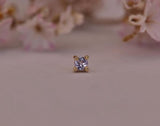 Tanzanite Prong – AAA Gemstone Stud – 14K Gold Threadless End - piercing - zone.com