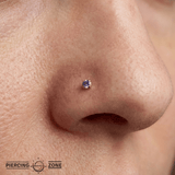 Tanzanite Prong – AAA Gemstone Stud – 14K Gold Threadless End - piercing - zone.com