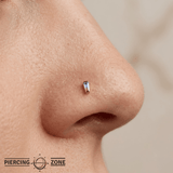 Tapered Baguette – Mercury Mist Topaz – 14K Gold Threadless End - piercing - zone.com