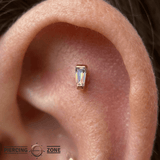 Tapered Baguette – Mercury Mist Topaz – 14K Gold Threadless End - piercing - zone.com