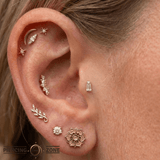Tapered Baguette – Swarovski CZ Cut – 14K Gold Threadless End - piercing - zone.com