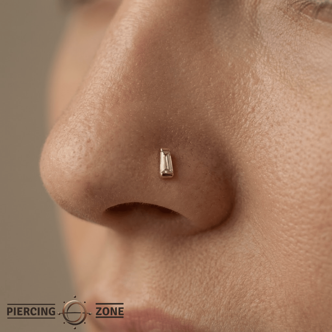 Tapered Baguette – Swarovski CZ Cut – 14K Gold Threadless End - piercing - zone.com