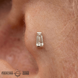 Tapered Baguette – Swarovski CZ Cut – 14K Gold Threadless End - piercing - zone.com