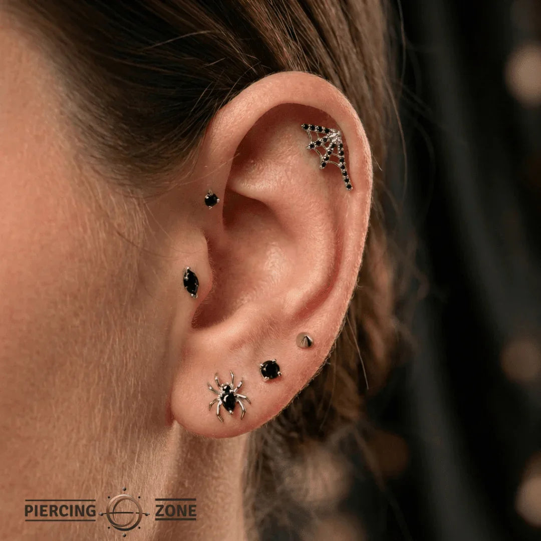 Tarantula Web – 14K Gold Threadless/Threaded End - piercing - zone.com
