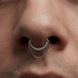 Tempeste – CZ & Chain Accent – 14K Gold Clicker Ring - piercing - zone.com