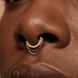 Tempeste – Diamond & Chain Clicker – 14K Gold Statement Ring - piercing - zone.com