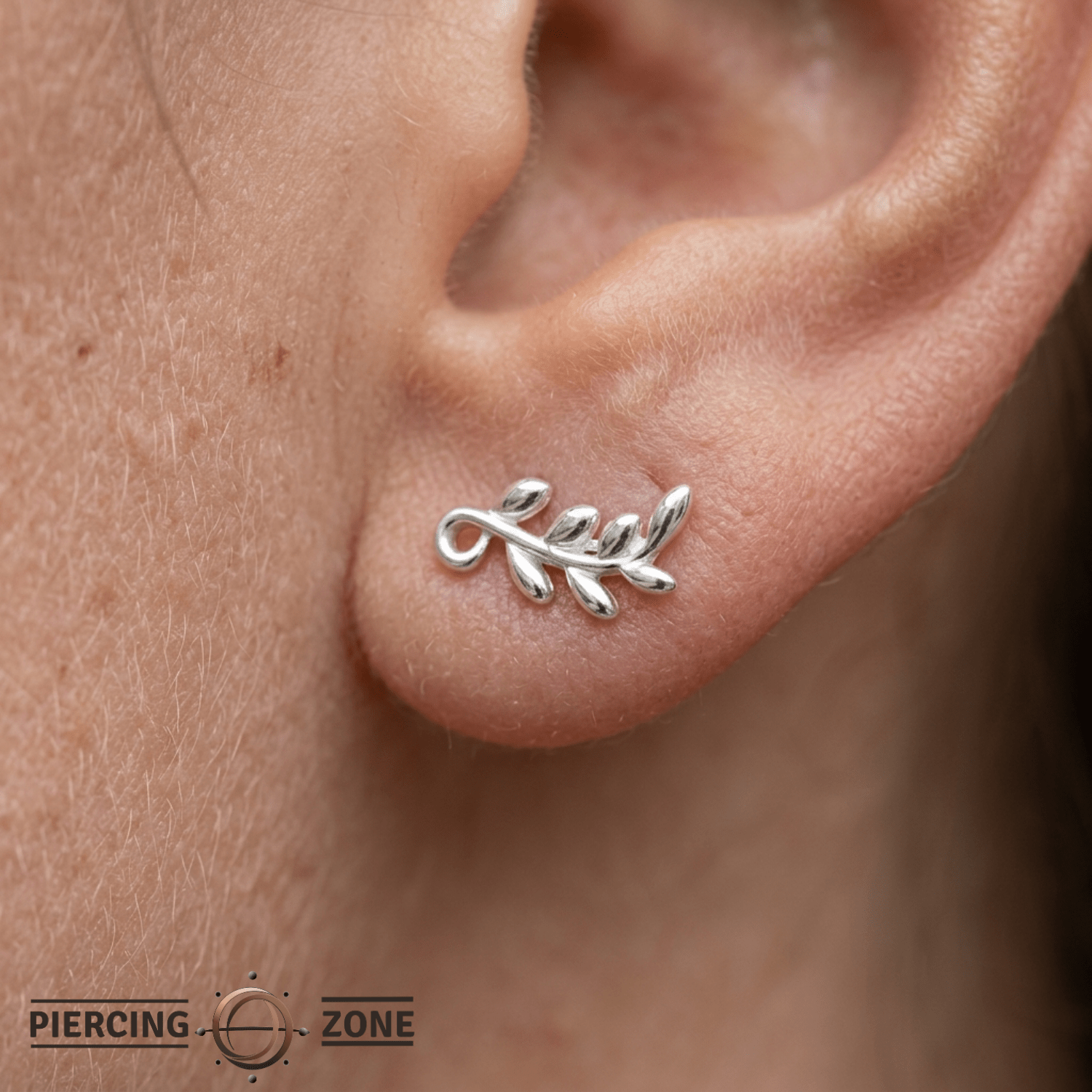 Tendril – 14K Gold Curved Botanical Threadless Pin - piercing - zone.com