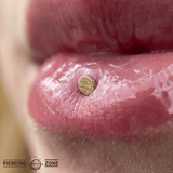 Textured Disk – Laser - Finished Minimalist – 14K Gold Threadless End - piercing - zone.com