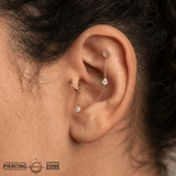 Textured Disk – Laser - Finished Minimalist – 14K Gold Threadless End - piercing - zone.com