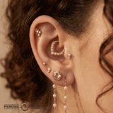 The Light – Pearl & CZ Duo – 14K Gold Threadless End - piercing - zone.com