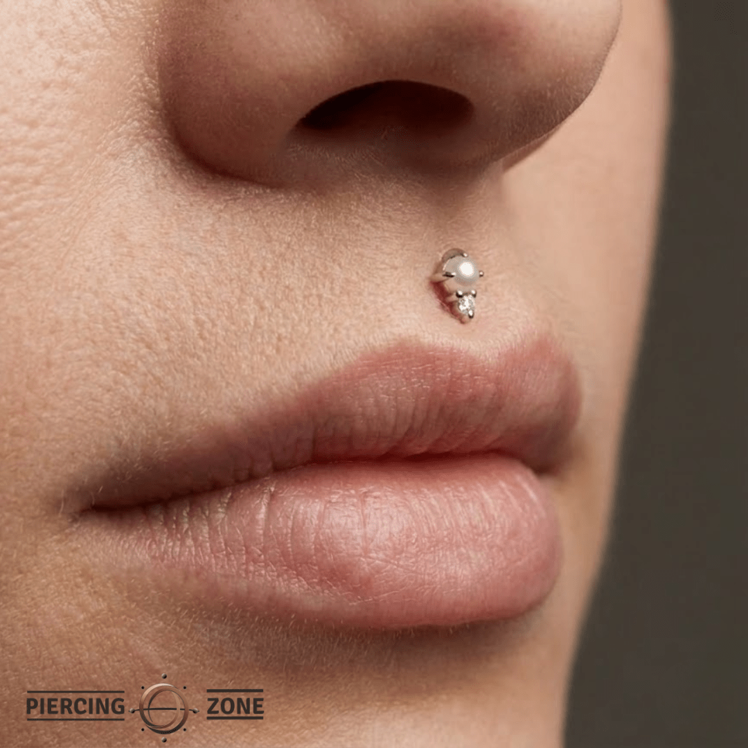 The Light – Pearl & CZ Duo – 14K Gold Threadless End - piercing - zone.com
