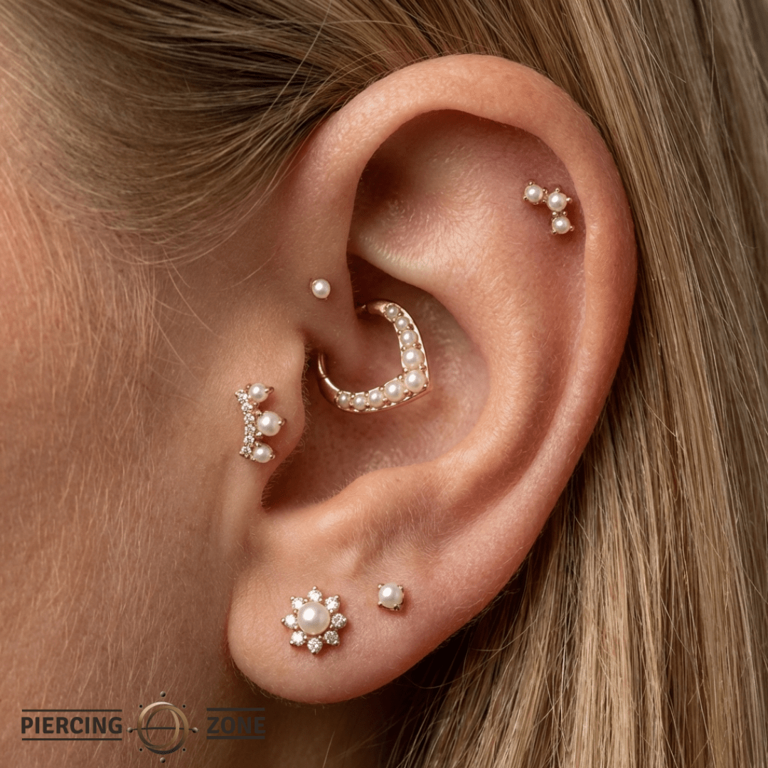 The Obsession – Pearl & CZ 14K Gold Threadless End - piercing - zone.com