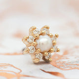 The Obsession – Pearl & CZ 14K Gold Threadless End - piercing - zone.com