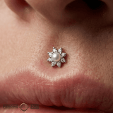 The Obsession – Pearl & CZ 14K Gold Threadless End - piercing - zone.com