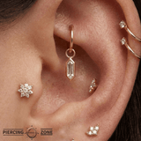 Theory – CZ Bar – 14K Gold Charm - piercing - zone.com