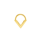 Thick V Seamless Ring – 14K Gold Cup & Divot Design - piercing - zone.com