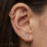 Thick V Seamless Ring – 14K Gold Cup & Divot Design - piercing - zone.com