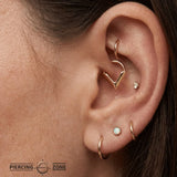 Thick V Seamless Ring – 14K Gold Cup & Divot Design - piercing - zone.com