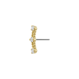 Three Gem Bar - 18K Gold Threadless/Threaded End - piercing-zone.com