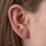 Thriving Leaf – Organic Texture – 14K Gold Threadless End - piercing - zone.com