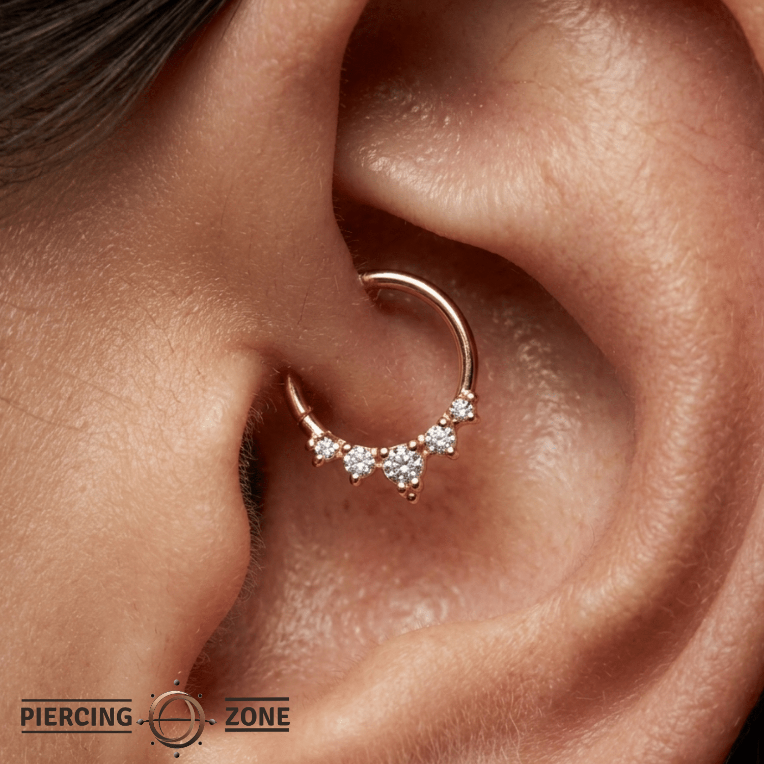Throne Continuous Ring - 14K Gold Gem Seamless Ring - piercing - zone.com