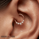 Throne Continuous Ring - 14K Gold Gem Seamless Ring - piercing - zone.com