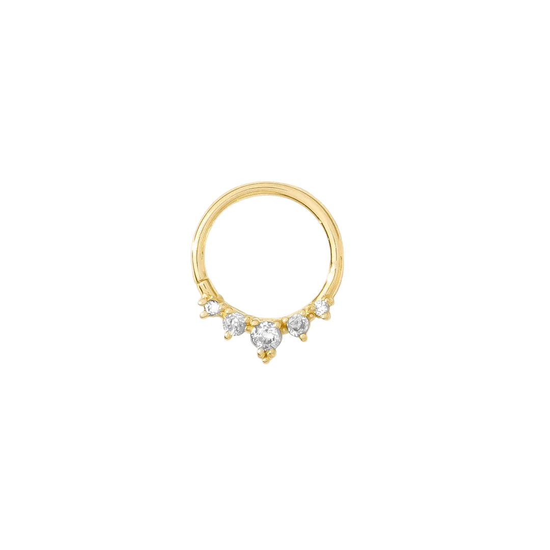 Throne Continuous Ring - 14K Gold Gem Seamless Ring - piercing - zone.com