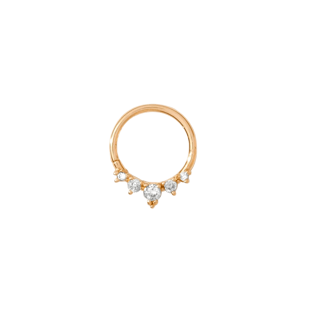 Throne Continuous Ring - 14K Gold Gem Seamless Ring - piercing - zone.com