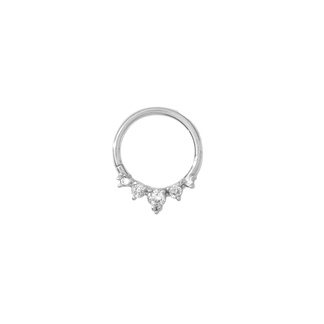 Throne Continuous Ring - 14K Gold Gem Seamless Ring - piercing - zone.com