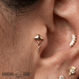 Thunderstruck Pin - 14K Gold Lightning Threadless End - piercing - zone.com