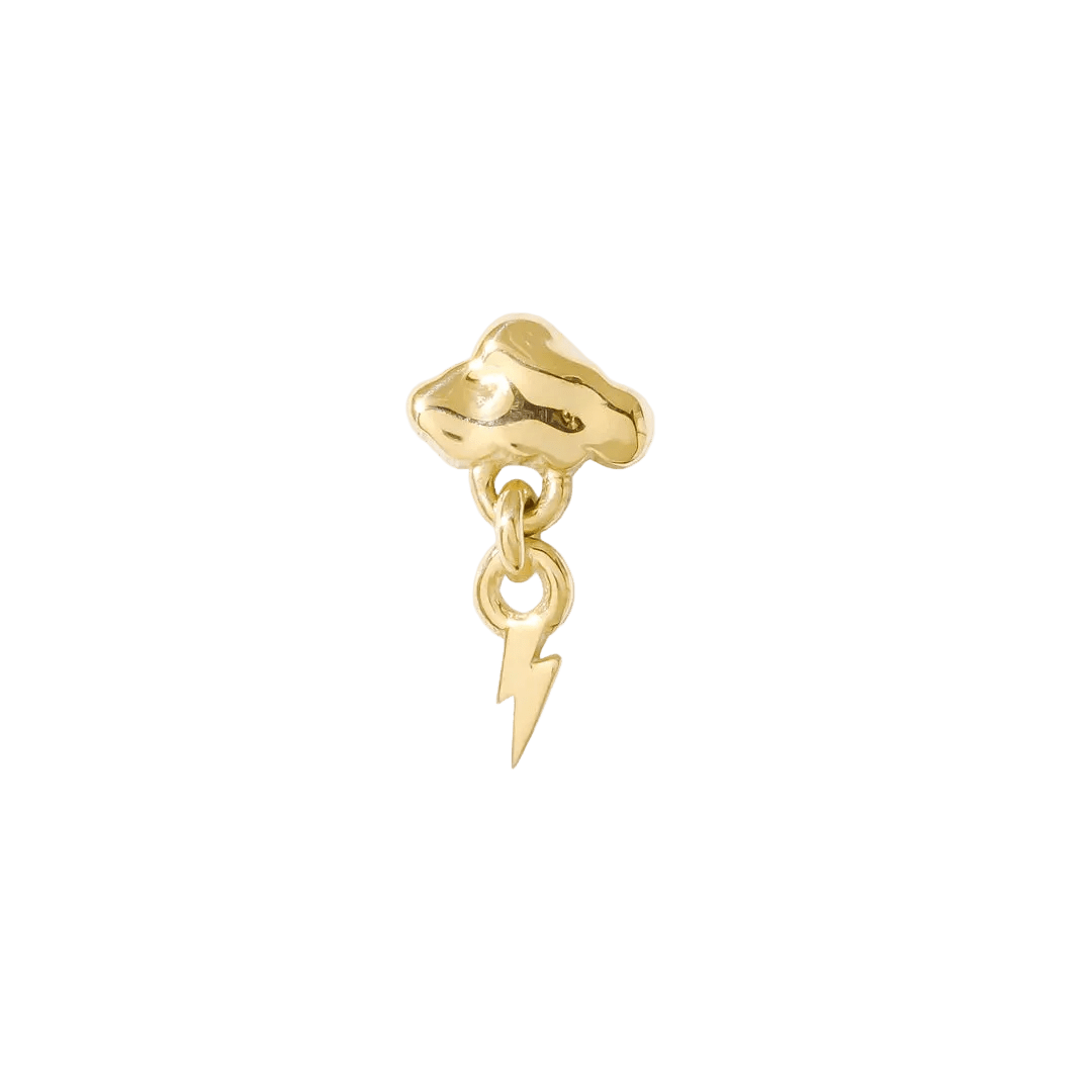 Thunderstruck Pin - 14K Gold Lightning Threadless End - piercing - zone.com