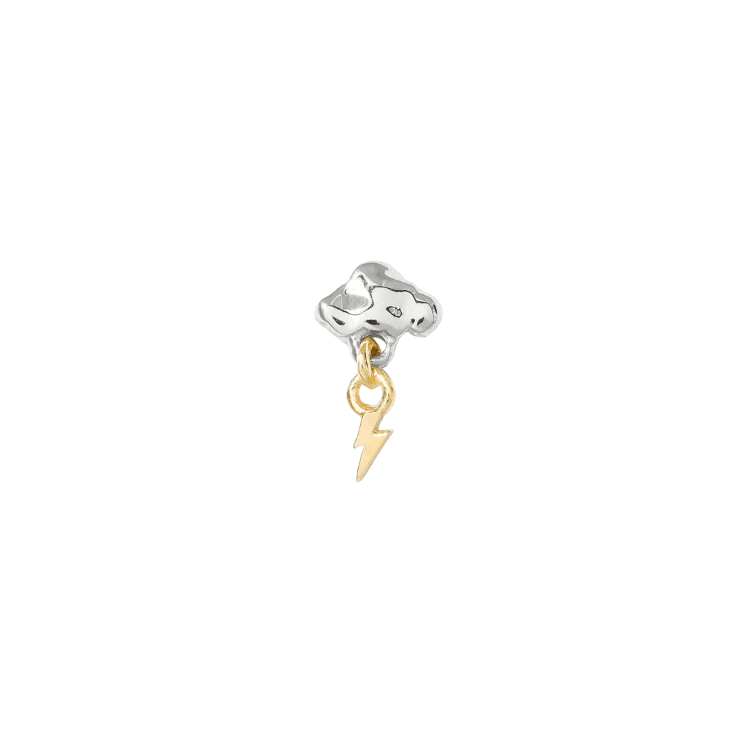 Thunderstruck Pin - 14K Gold Lightning Threadless End - piercing - zone.com