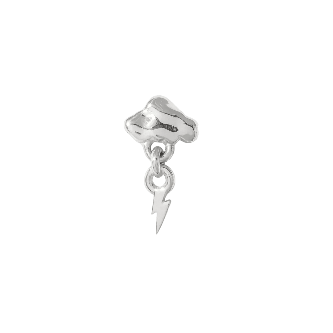 Thunderstruck Pin - 14K Gold Lightning Threadless End - piercing - zone.com