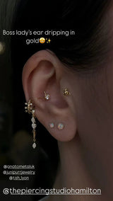 Tiamat – CZ Dragon Claw – 14K Gold Threadless End - piercing - zone.com