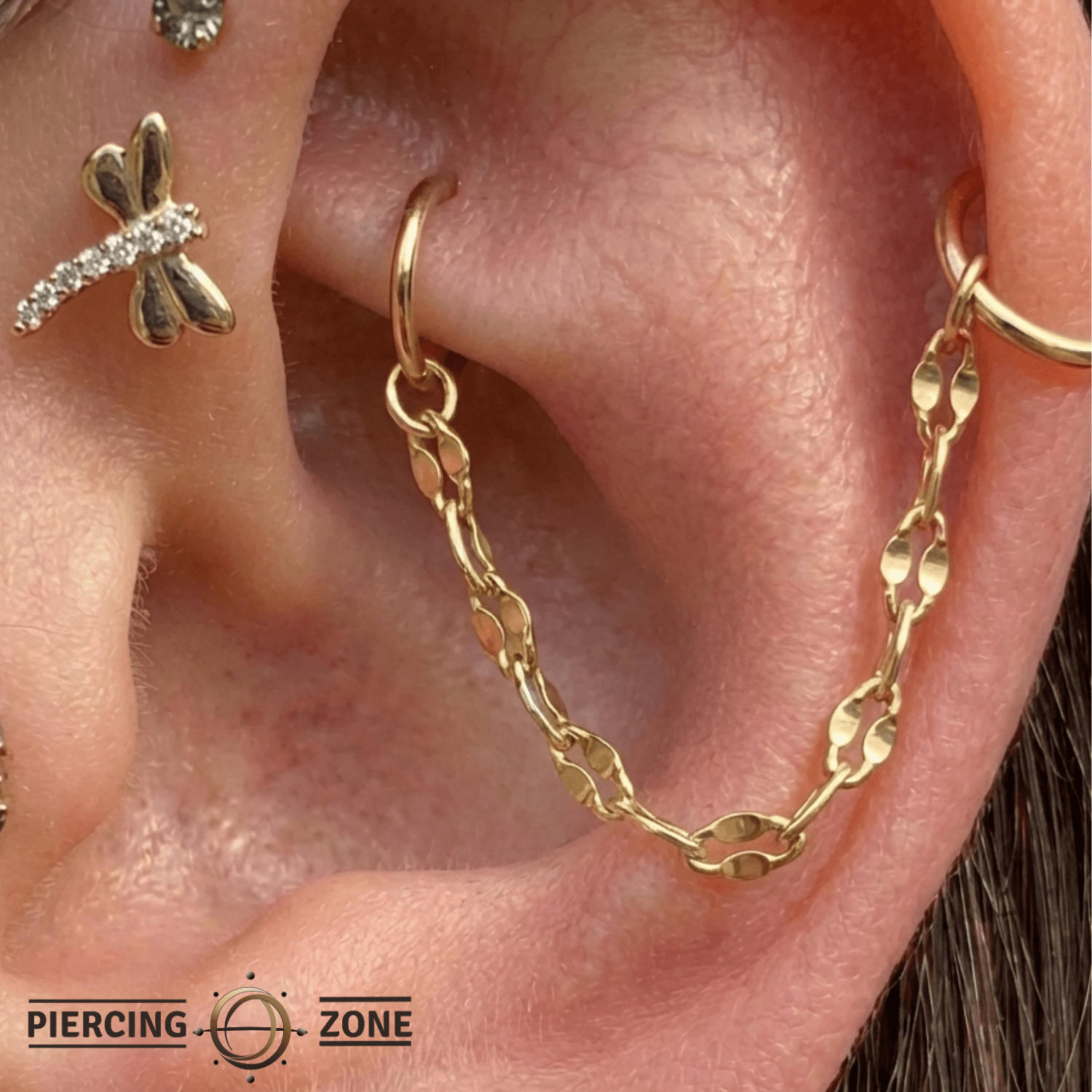 Tile Chain – 14K Gold Piercing Chain - piercing - zone.com