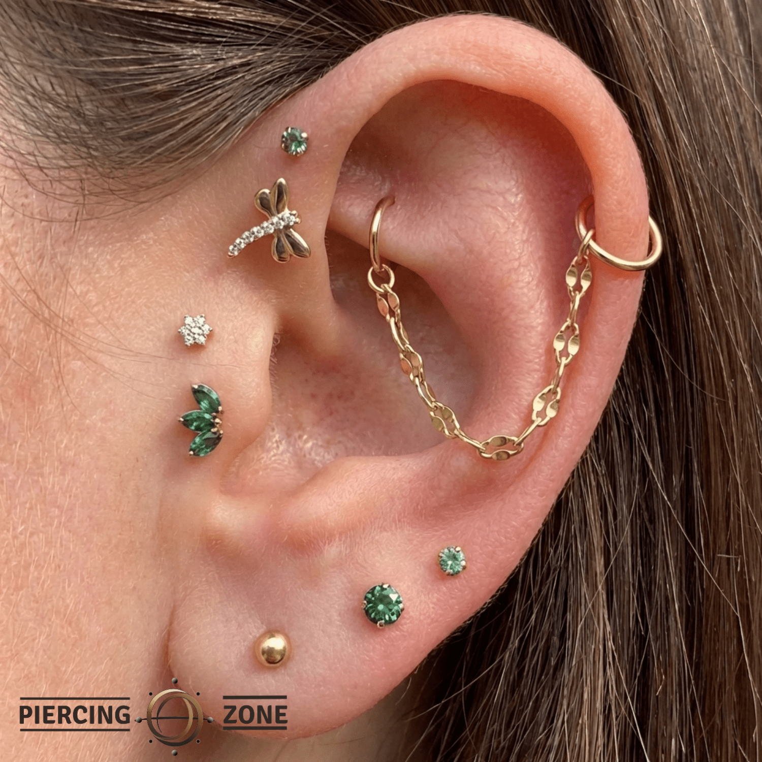 Tile Chain – 14K Gold Piercing Chain - piercing - zone.com