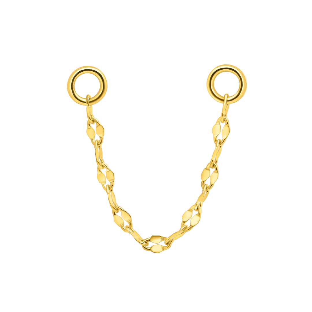 Tile Chain – 14K Gold Piercing Chain - piercing - zone.com