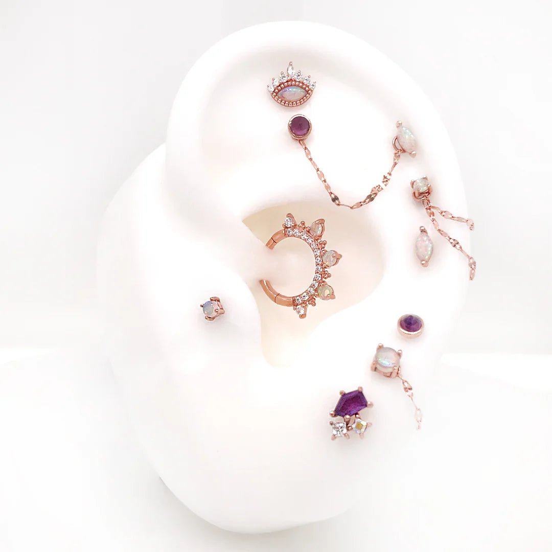 Tile Chain – 14K Gold Piercing Connector - piercing - zone.com