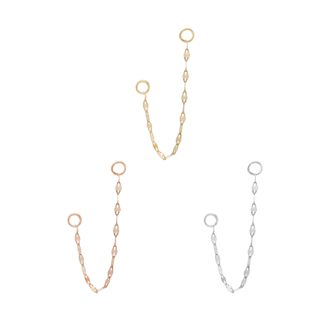 Tile Chain – 14K Gold Piercing Connector - piercing - zone.com