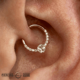 Tinsley – White Sapphire & CZ Halo – 14K Gold Clicker Ring - piercing - zone.com