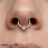 Tinsley – White Sapphire & CZ Halo – 14K Gold Clicker Ring - piercing - zone.com