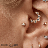 Tiny Lotus Pin - 14K Gold Gem Threadless End - piercing - zone.com