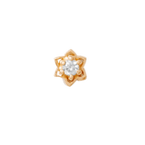 Tiny Lotus Pin - 14K Gold Gem Threadless End - piercing - zone.com