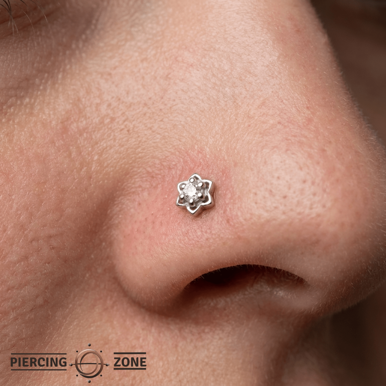 Tiny Lotus Pin - 14K Gold Gem Threadless End - piercing - zone.com
