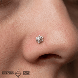 Tiny Lotus Pin - 14K Gold Gem Threadless End - piercing - zone.com